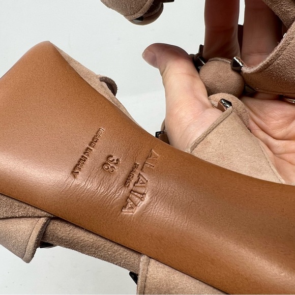 Alaia Bombe Ankle Strap Suede Platform Stiletto Heels Size 38 Taupe - Picture 13 of 14